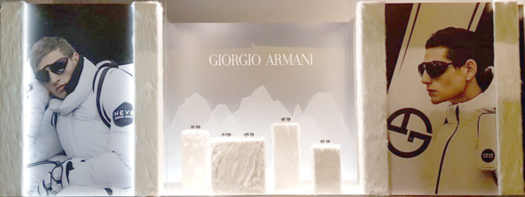 Vetrina per Luxottica e Sunglass Hut galeries Lafayette Giorgio Armani Eurostands